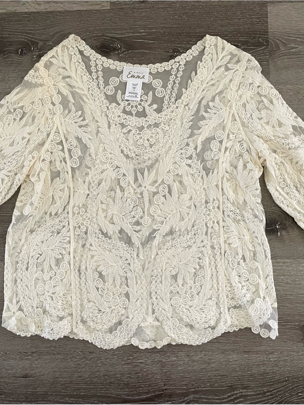 Simply Emma Cream Lace embroidered Blouse XL fairy goth